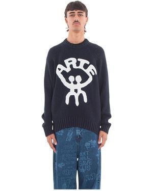 Arte' Round-Neck Knitwear - Blu
