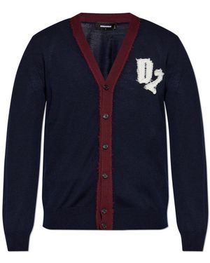 DSquared² Truien & Vesten ,Blauw ,Wol Wollemantel Met Logo
