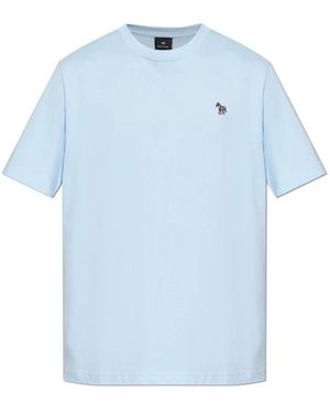 Paul Smith Tops ,Blauw ,Katoen T-Shirt Met Patch