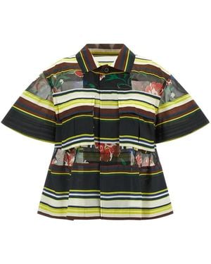 Sacai Overhemden ,Veelkleurig ,Polyester Patroon Mix Shirt - Groen