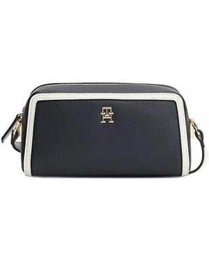 Tommy Hilfiger Tassen ,Blauw ,Colour-Blocked Th Monogram Crossbody Camera Bag - Zwart