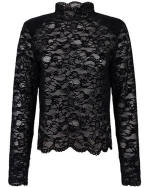 Jansen Amsterdam High-Neck Lace Top - Schwarz