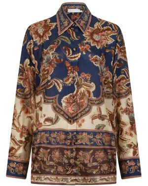 Zimmermann Overhemden ,Veelkleurig ,Paisley Print Zijden Shirt - Blauw