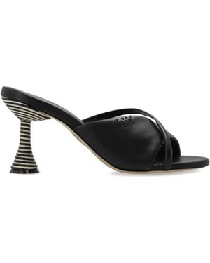 Rodo Schoenen ,Zwart ,Leer Leren Muiltjes Met Hak