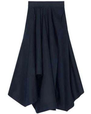 Givenchy Langer Asymmetrischer Popeline-Rock - Blau