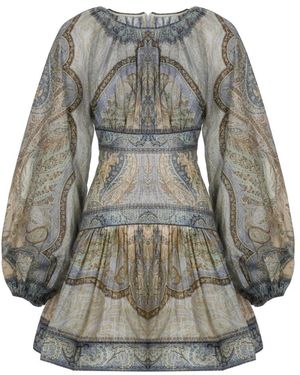 Zimmermann Kleedjes ,Blauw ,Katoen Wanderlust Mini Dress - Grijs