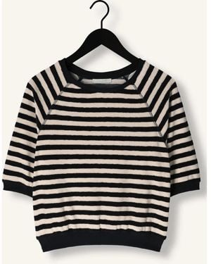 By-Bar Hoodies & Sweatvesten ,Veelkleurig ,Neva Slub Stripe Top - Zwart