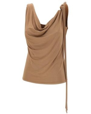Blumarine Top Met Strikdetail - Bruin