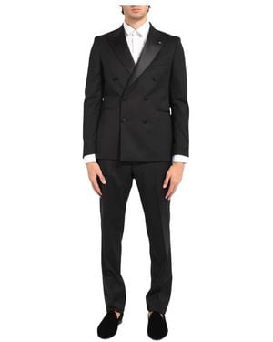 Tagliatore Double Breasted Suits - Black
