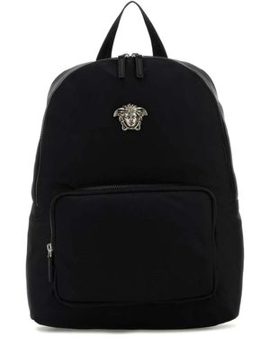 Versace Stylischer Schwarzer Stoffrucksack