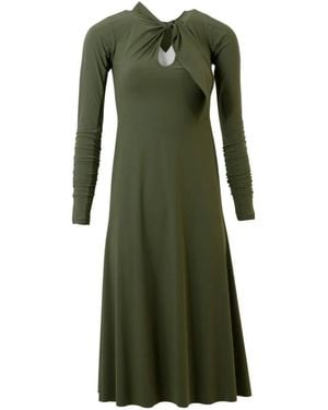 High Vestido Verde Acampanado Con Cuello Redondo, Mujer, Talla