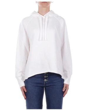 Dondup Hoodies & Sweatvesten ,Wit ,Katoen Hoodie Met Geborduurd Logo Op De Voorkant