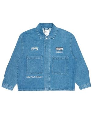Edwin Blaue Denimjacke Mit Patches