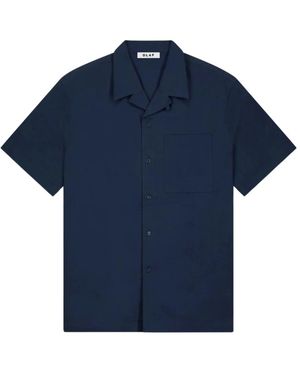 OLAF HUSSEIN Seersucker Camp Shirt - Blau