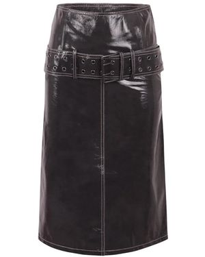 DIESEL Rokken ,Grijs ,Leer L-Ascar Midi Rok - Zwart