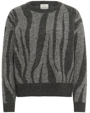 Kaffe Kalizza Ronde Hals Gebreide Pullover - Grijs