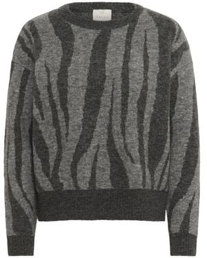 Kaffe Kalizza Ronde Hals Gebreide Pullover - Grijs