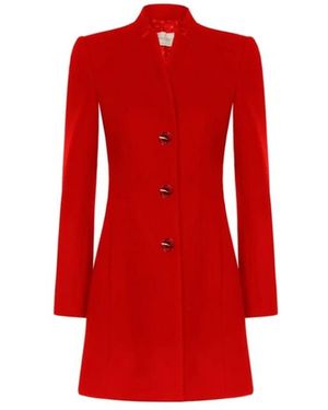 Rinascimento Cappotto strutturato in misto lana con colletto alla mandarina - Rosso
