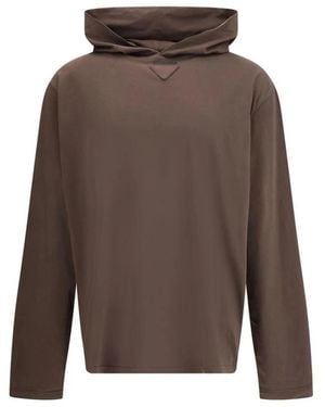 Prada Minimalistische Lichtgewicht Hoodie - Bruin