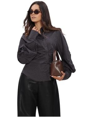 Notre-v Nv-Isa Mini Check Blouse - Zwart