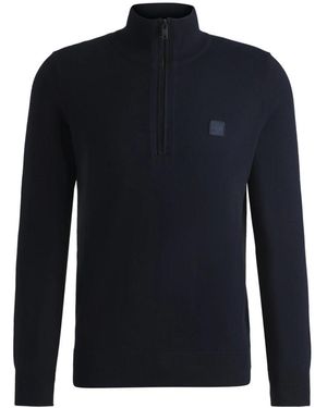 BOSS Truien & Vesten ,Blauw ,Katoen Kanobix Half-Zip Pullover