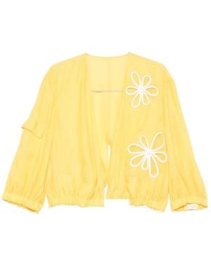 Fendi Bluse Mit Blumenapplikation - Gelb