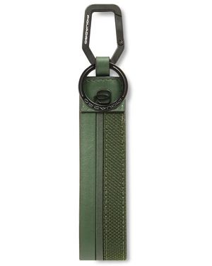 Piquadro Accessoires ,Groen ,Leer Karabijn Sleutelhanger