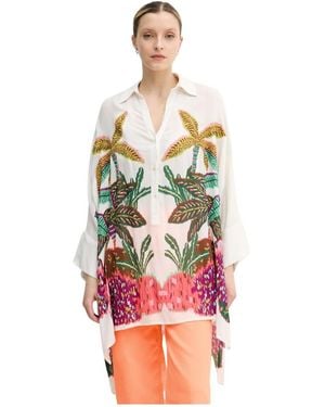 Lola Casademunt Overhemden ,Wit ,Leer Shirt Tunic - Roze
