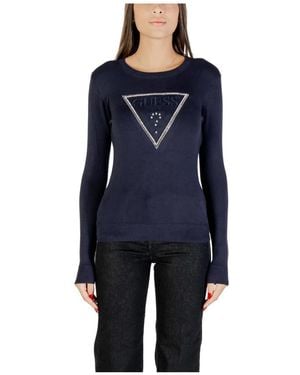 Guess Blaue Strickware Mit Strasssteinen Und Langen Ärmeln