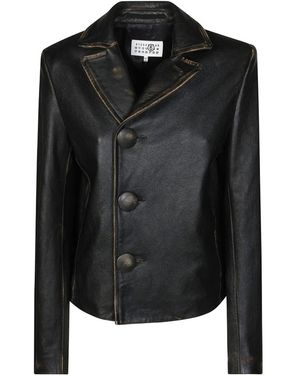 MM6 by Maison Margiela Leather Jackets - Black