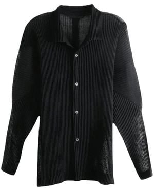 Issey Miyake Overhemden ,Zwart ,Rustiek Mesh Shirt