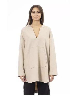 Alpha Studio Langer Sweater Mit Kapuze - Natur