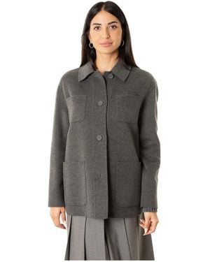 Max Mara Jassen ,Grijs ,Wol Mantel Van Scheerwol