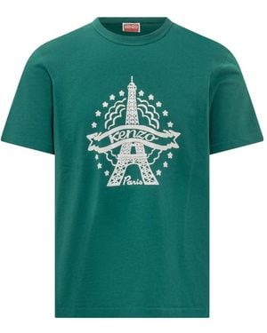 KENZO Tops ,Groen ,Eiffeltoren T-Shirt