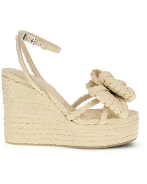 Mach & Mach Le Cadeau Raffia Wedge Sandalen - Naturel