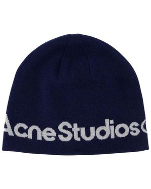 Acne Studios Accessoires ,Blauw ,Wol Kort Sport Beanie