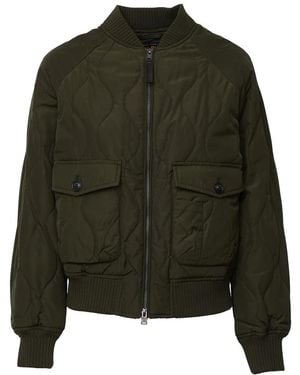 Woolrich Jassen ,Groen ,Leer Gewatteerd Bomberjack