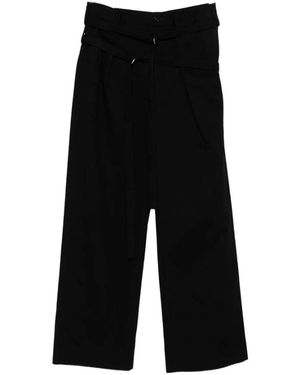 Ann Demeulemeester Zwarte Geplooide Details Met Riem Taille Jurk