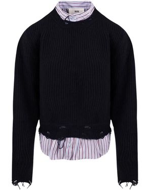 SOLOTRE Rundhals-Pullover Mit Schlitzen - Schwarz
