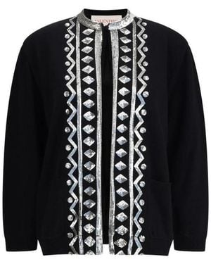 Valentino Truien & Vesten ,Zwart ,Wol Pailletten Wol Vest Met Zakken