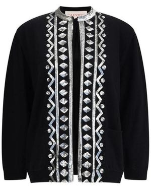 Valentino Truien & Vesten ,Zwart ,Wol Pailletten Wol Vest Met Zakken