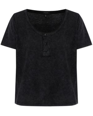R13 Tops ,Grijs ,Katoen T-Shirt Met Ronde Hals - Zwart