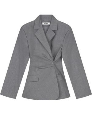 OLAF HUSSEIN Wool Asymmetric Blazer - Grijs