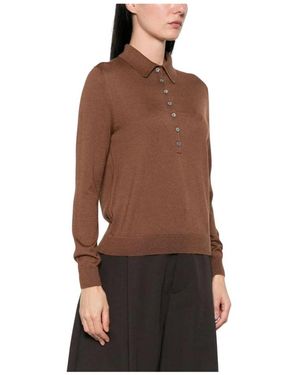 Be You Strickoberteil Mit Kragenknopfleiste - Braun
