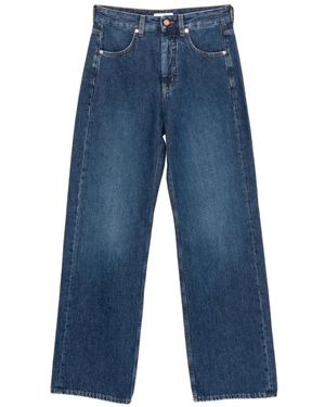 BITE STUDIOS Jeans ,Blauw ,Katoen Hoge Taille Blauwe Jeans Met Knoopsluiting