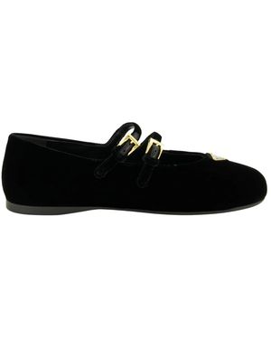 Prada Schoenen ,Zwart ,Katoen Velvet-Finish Ballet Flats