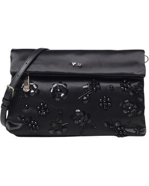 V73 Tassen ,Zwart ,Polyester Floral Appliqué Fold-Over Clutch