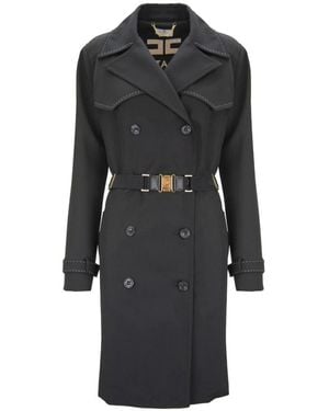 Elisabetta Franchi Trench Coats - Black