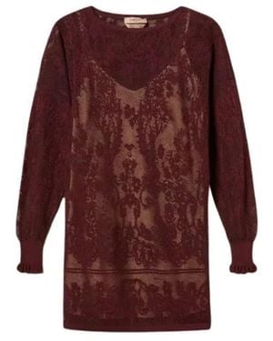 Twinset Korte Jacquard Gebreide Jurk 262Tf3030 - Rood