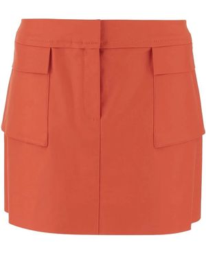 Tory Burch Stretch Baumwollrock Vorne Verschluss - Orange